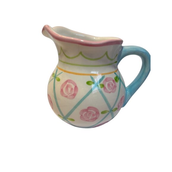 Easter Bunny Sugar & Creamer Set Hand-Painted Floral Ceramic Microwave & Dishwas - Picture 8 of 13